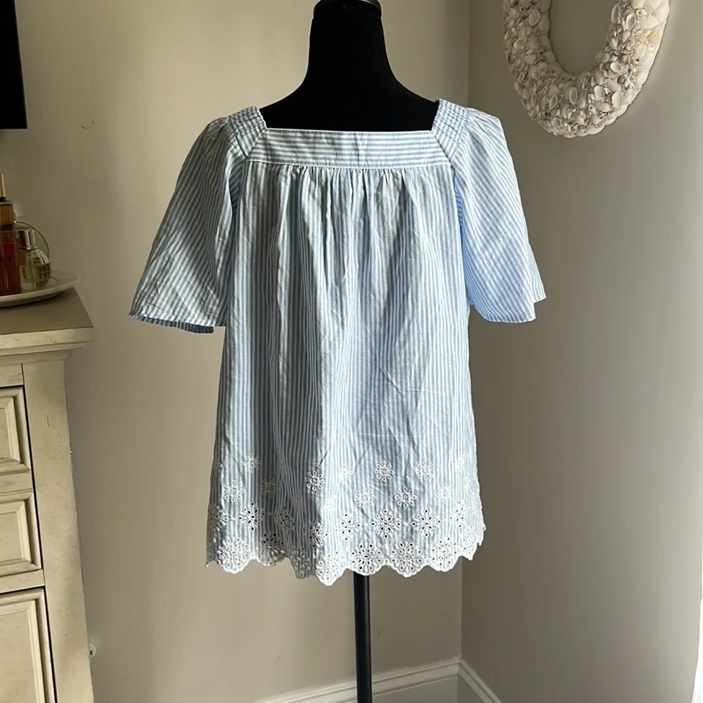 NWOT: Loft Eyelet Square Neck Peasant Top | M - Picture 10 of 16